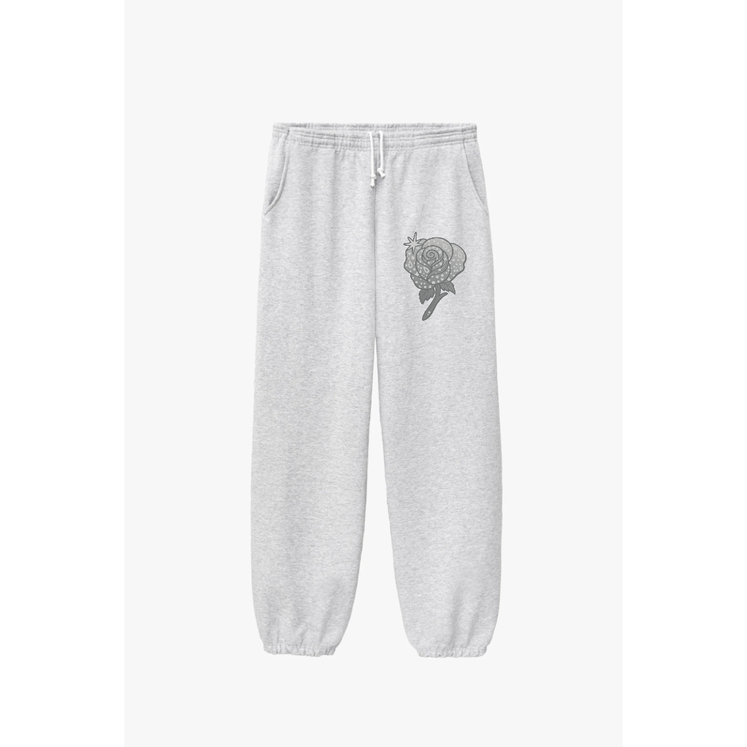 MONOCHROME FLOWERS CUFFED SWEATS [GREY]