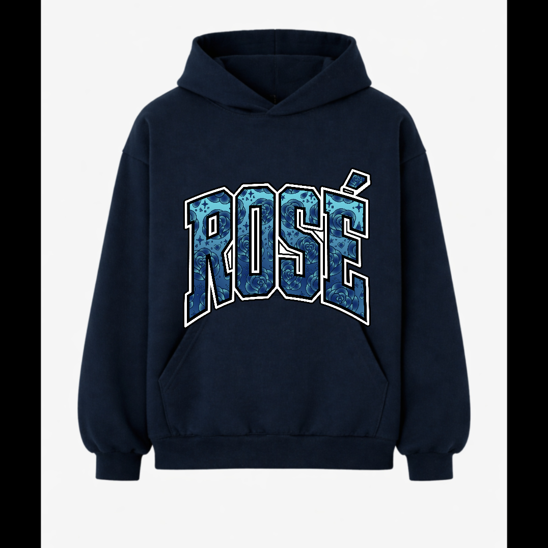 MONOCHROME FLOWERS HOODIE [NAVY]