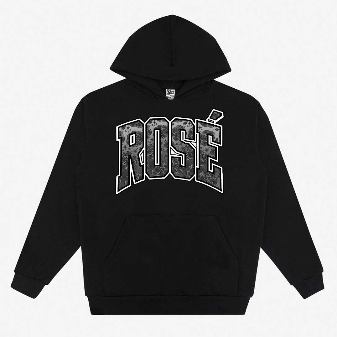 MONOCHROME FLOWERS HOODIE [BLACK]