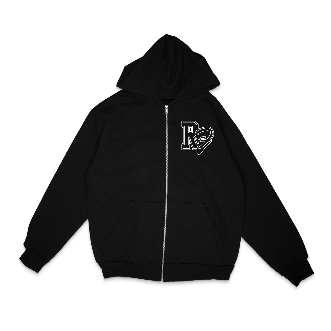 ROSE FAM LOGO ZIP HOODIE [BLACK]