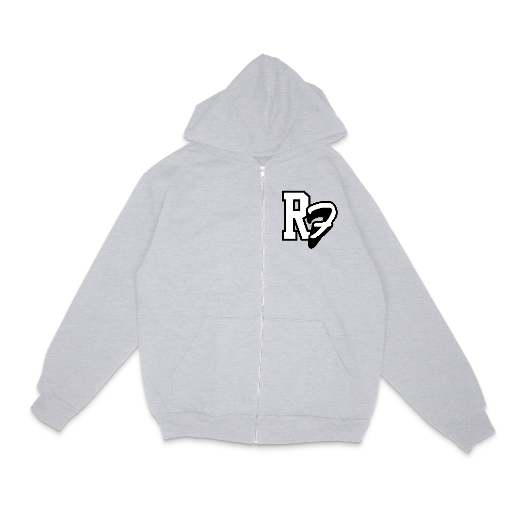 ROSE FAM LOGO ZIP HOODIE [GREY]