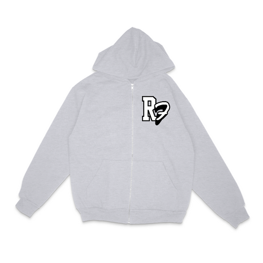 ROSE FAM LOGO ZIP HOODIE [GREY]